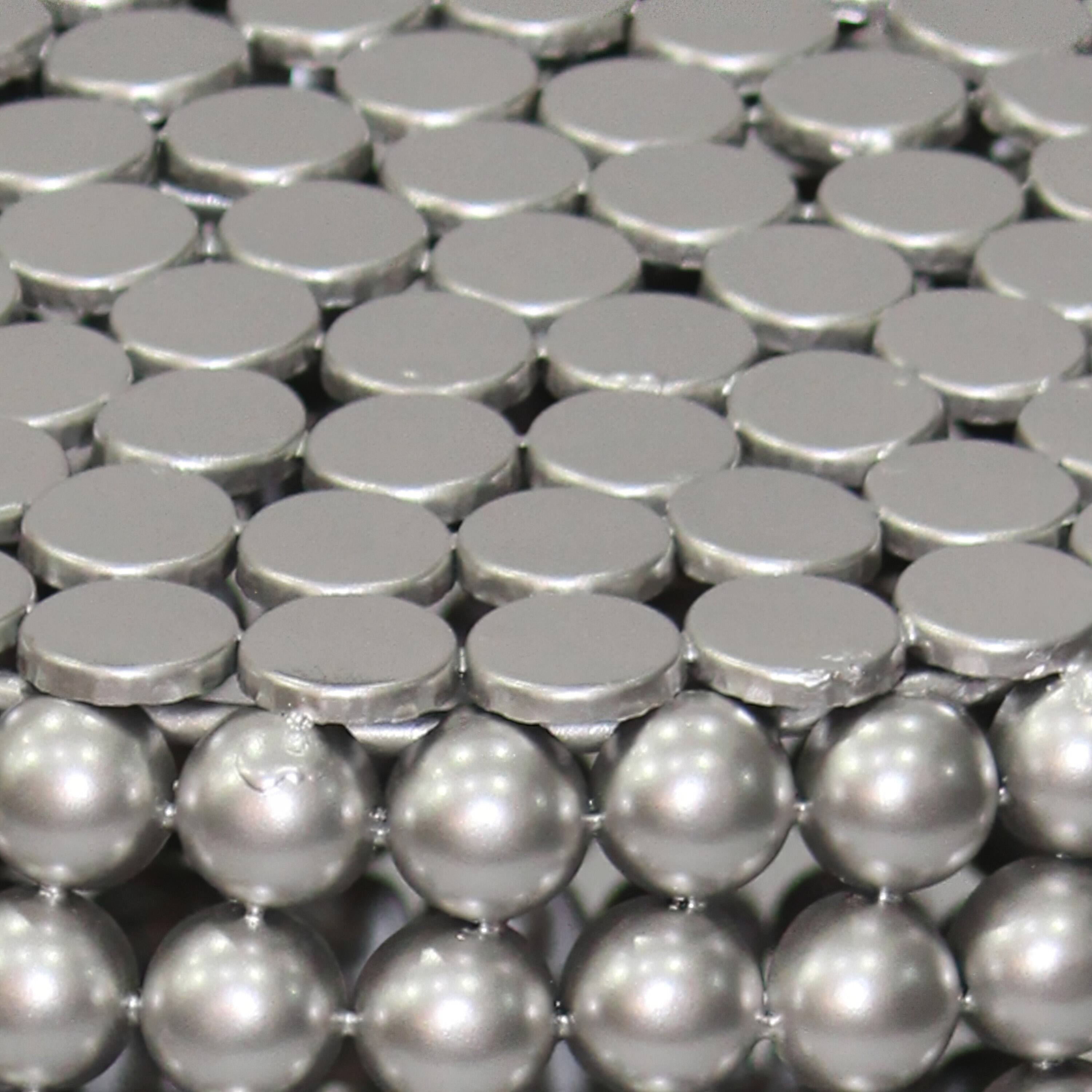 Alt View 5. Manhattan Lane - Eve 18" Side End Table | Silver Metallic Beads Studded Pattern | Nickel Coated Iron Frame - Silver.