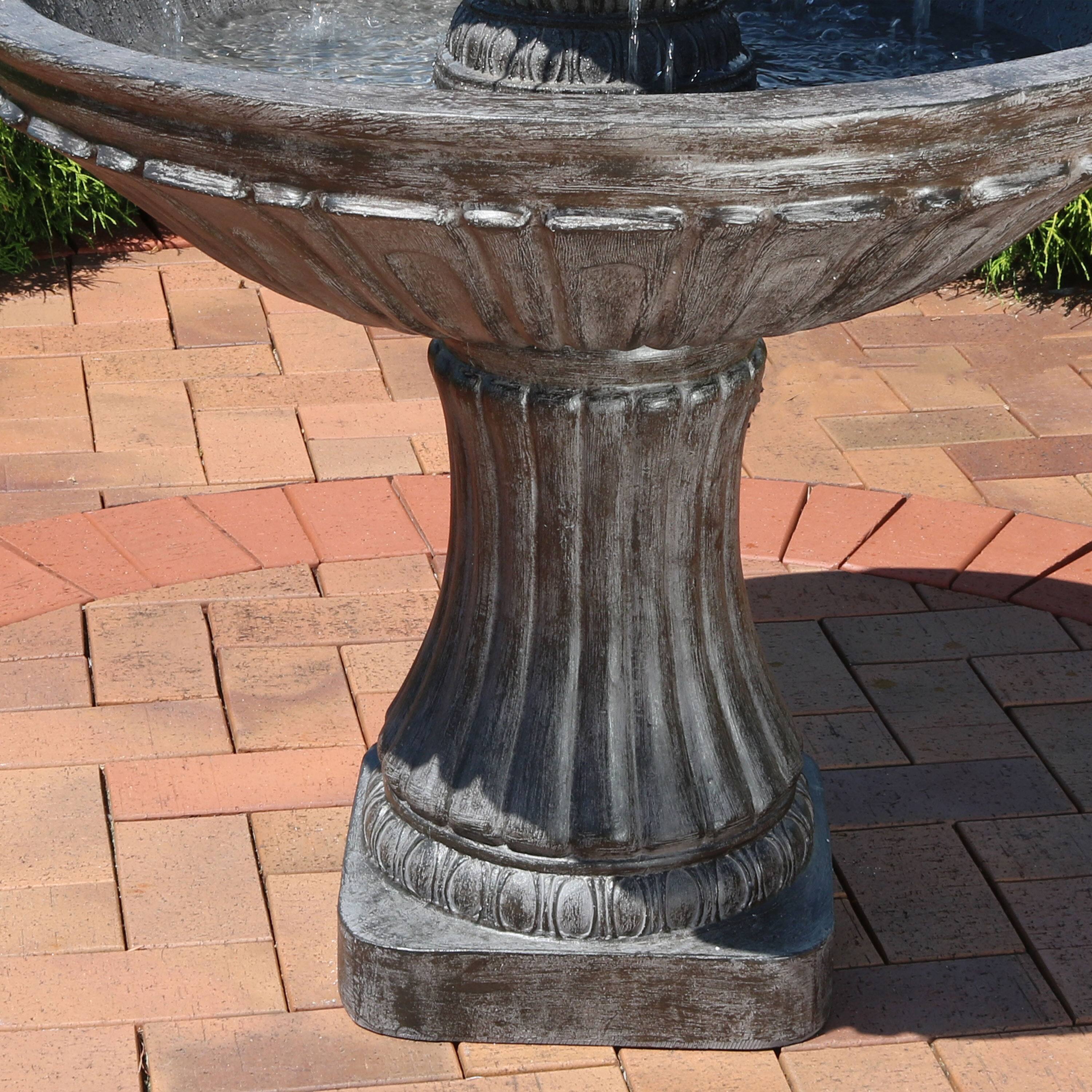Alt View 4. Sunnydaze - Classic Designer Polystone Outdoor 3-Tier Fountain - Dark Brown.