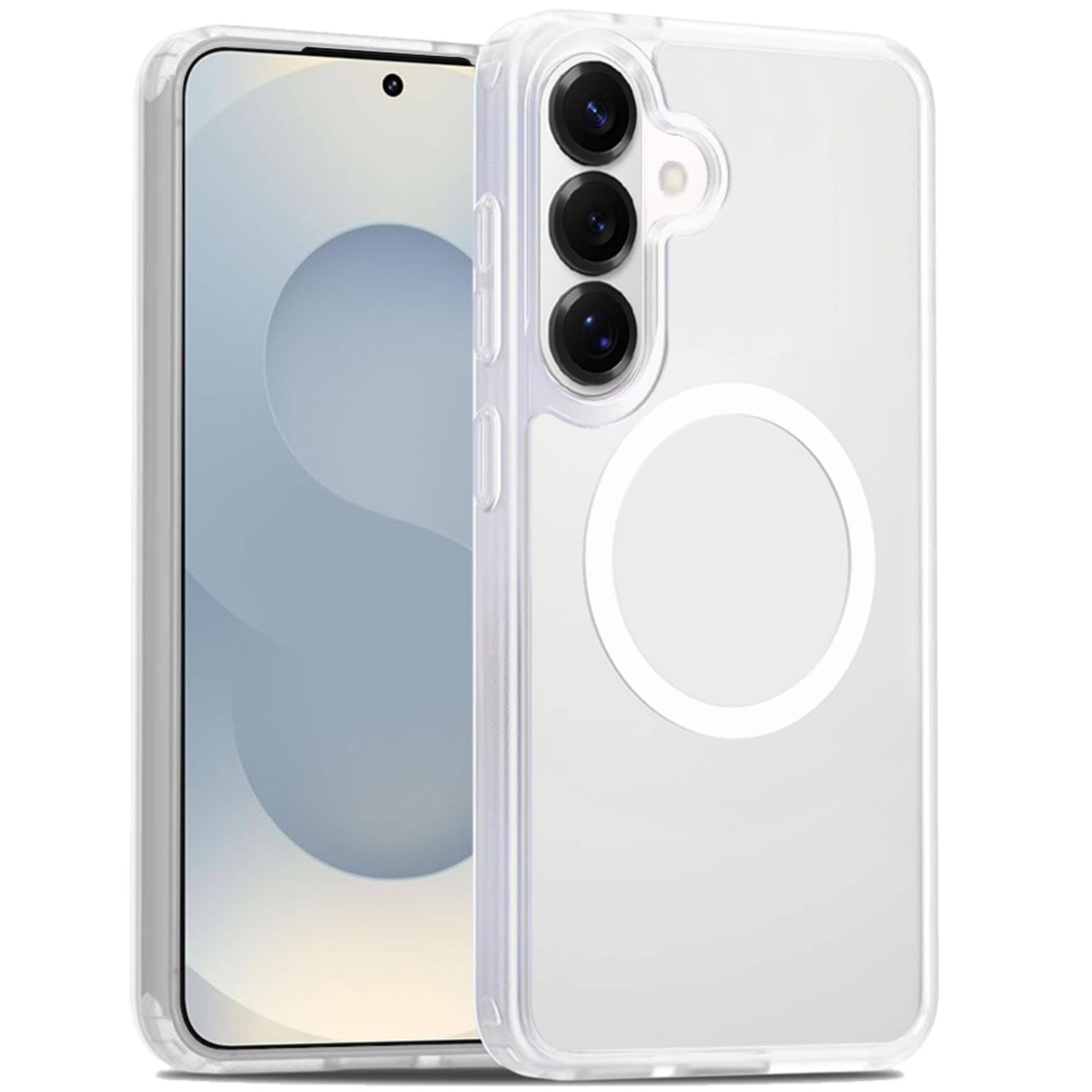 Left. Kitcheniva - Smooth Translucent Magnetic Circle Case With Tempered Glass For Samsung S26 Plus Clear - Clear.