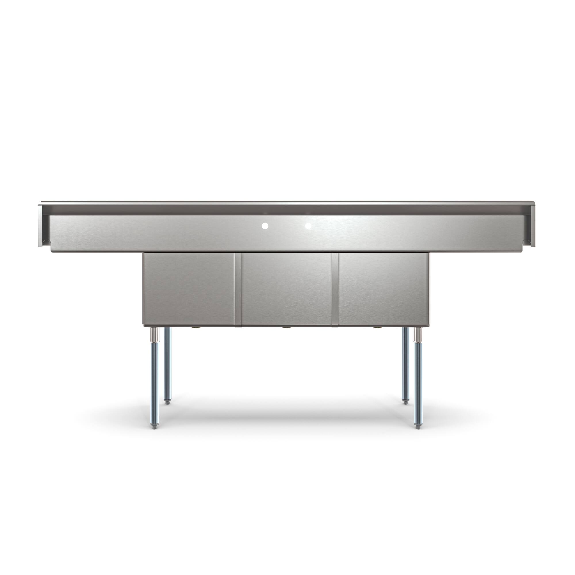 Alt View 4. Koolmore - 90 in. Three Compartment  Sink Bowl Size 18x18x14 18-Gauge Stainless-Steel with 2 Drainboards - Stainless Steel.