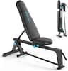 Front. MERACH - MERACH P14 Foldabl Weight Dumbbell Bench for HomeGym with 1100 LBS,5 Back & 2 Seat Positions Adjustable - Black.
