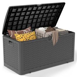 Yardgrace - 90 Gallon Outdoor Storage Box All-Weather Lockable Multi-Purpose Deck Box for Storage,Resin - 90 Gallon Black
