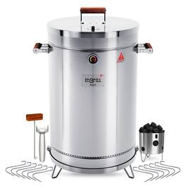 Ingrill - Charcoal Grills - Basic 40 lbs - Smoker Grill 3-in-1 for Cooking & Home BBQ - Stainless Steel