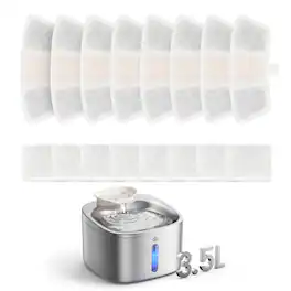 Oneisall - 3.5L Corded Pet Water Fountain Filter Replacement 8Pcs - White