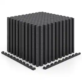 Costway - 24 PCS Puzzle Exercise Mat, EVA Foam Interlocking Floor Tiles for Home Gym - Black