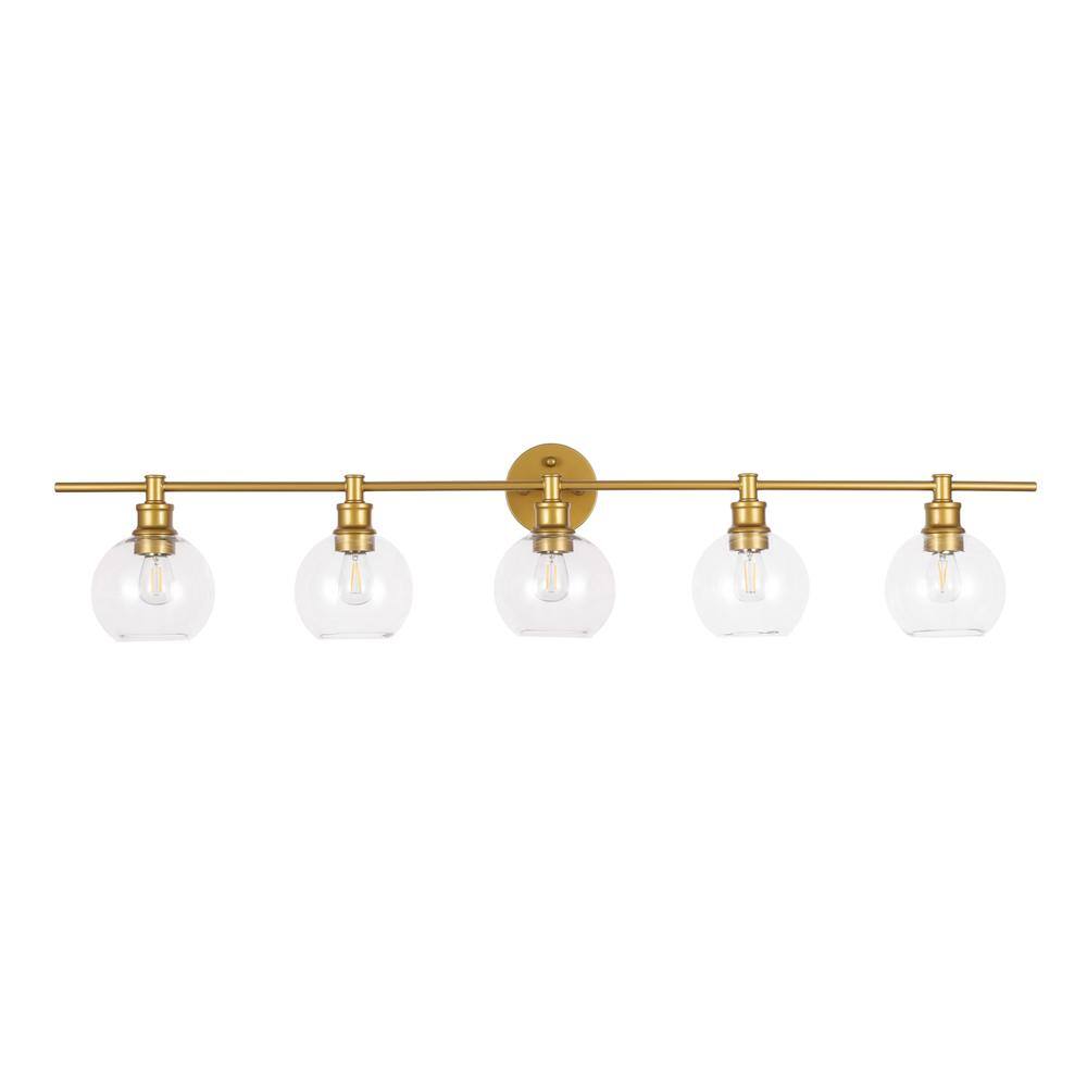 Alt View 1. Living District - Collier 5 light Brass and Clear glass Wall sconce - Brass And Clear Glass.