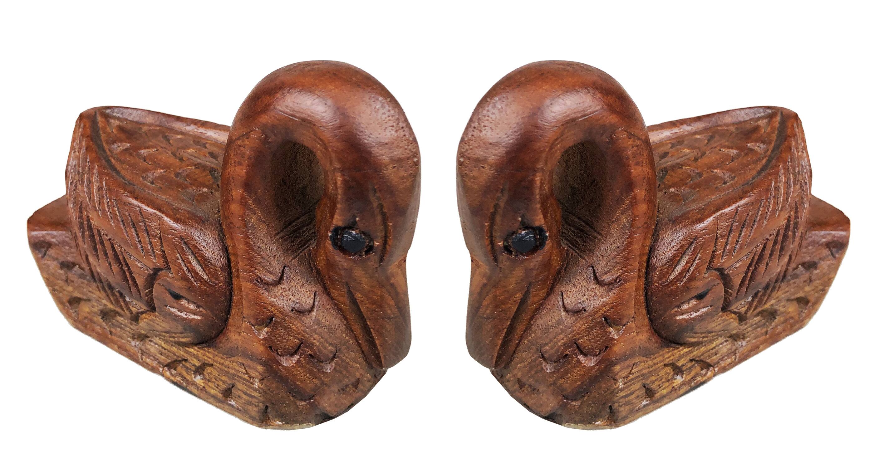 Dart - Swan Mini Statue SET 2 pcs - Natural Teak Oil