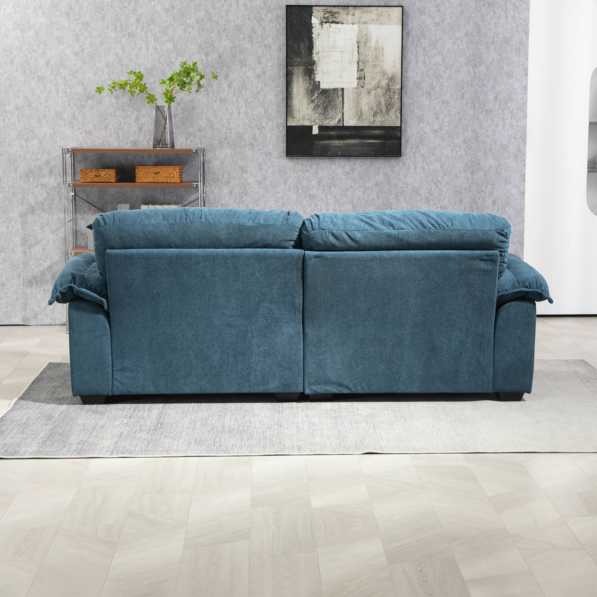 Alt View 1. Tiramisubest - 84"Chenille Sofa,Loveseat Deep Seat Sofa Couch with Pillows & Memory Foam for Living Room,Apartment,Office Lounge-Blue - Blue.