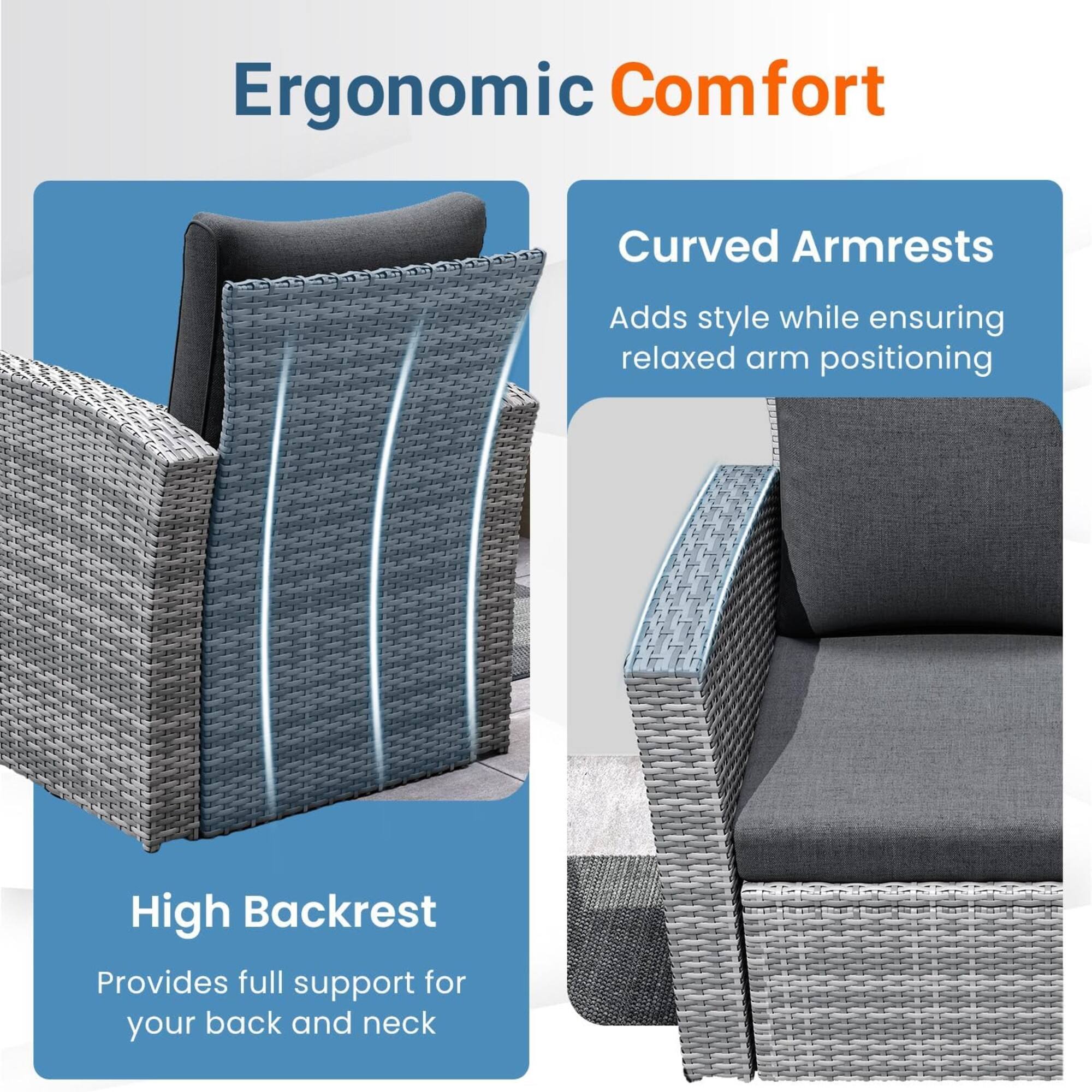 Ergonomic Comfort

Curved Armrests
Adds style while ensuring relaxed arm positioning

High Backrest
Provides full support for your back and neck