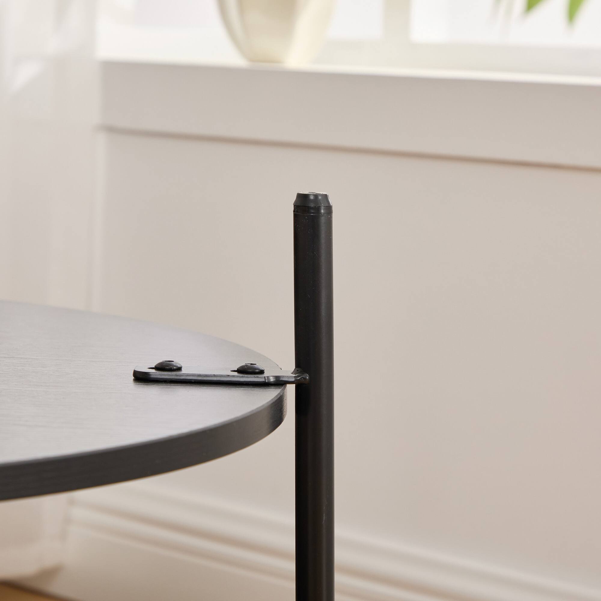 Alt View 7. GOODSILO - 30.7-Inch Wide Upholstered Ottoman Coffee Table with Storage Shelf and Metal Legs - Charcoal.