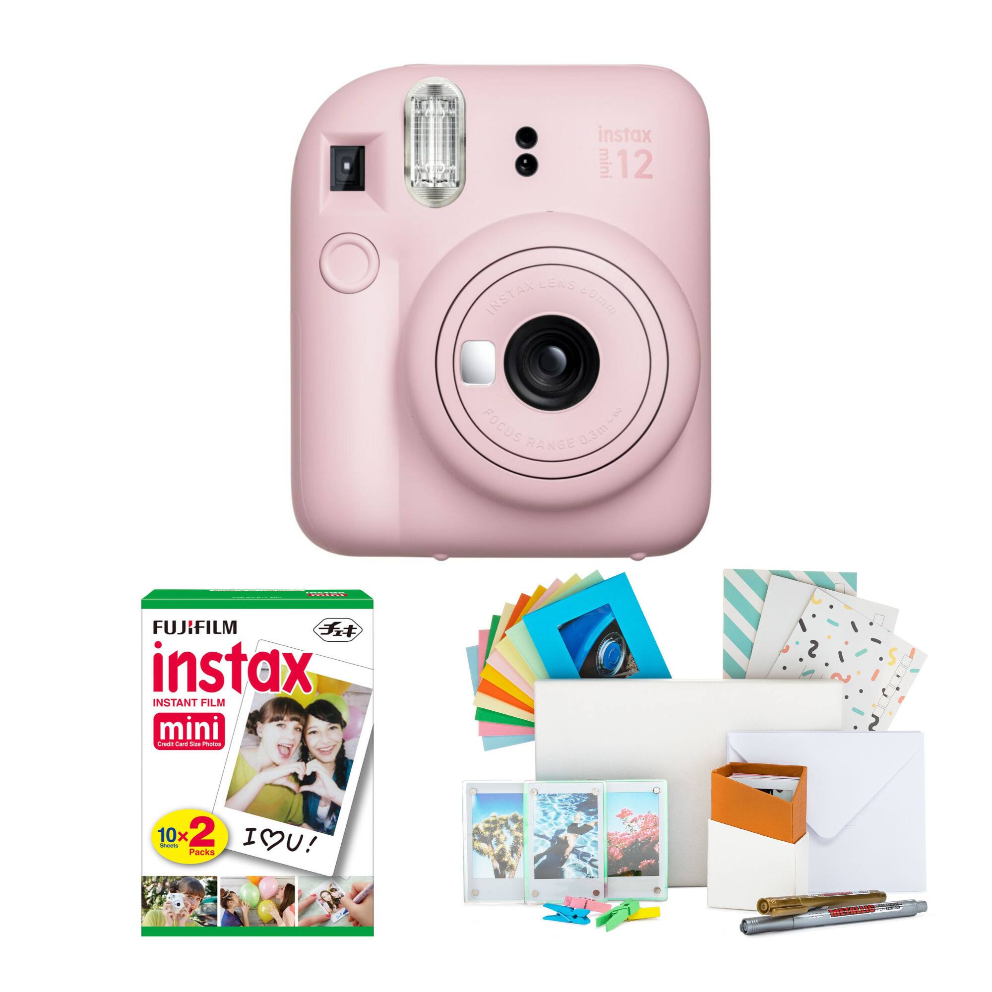 Fujifilm - Instax Mini 12 Instant Camera Blossom Pink and Instax Film Kit Bundle