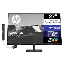HP - 27" FHD Monitor with 250 nits Brightness, Anti-Glare, Flicker Free, VESA Mount (100mm), VGA, HDMI & DKZ Hub - Black