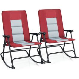 Gymax - Set of 2 Padded Folding Rocking Chairs Patio Garden Yard Camping - Red