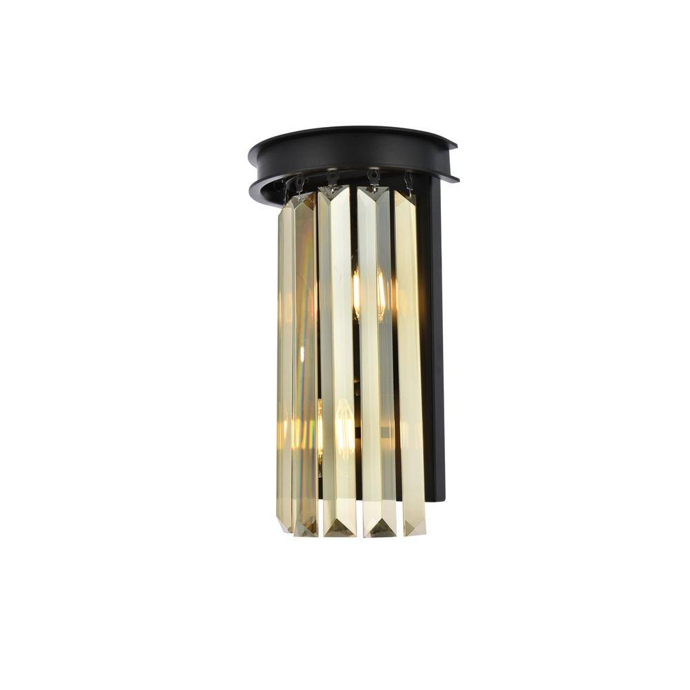 Alt View 3. Urban Classic - Sydney 2 light Matte Black Wall Sconce Golden Teak (Smoky) Royal Cut Crystal - Matte Black.