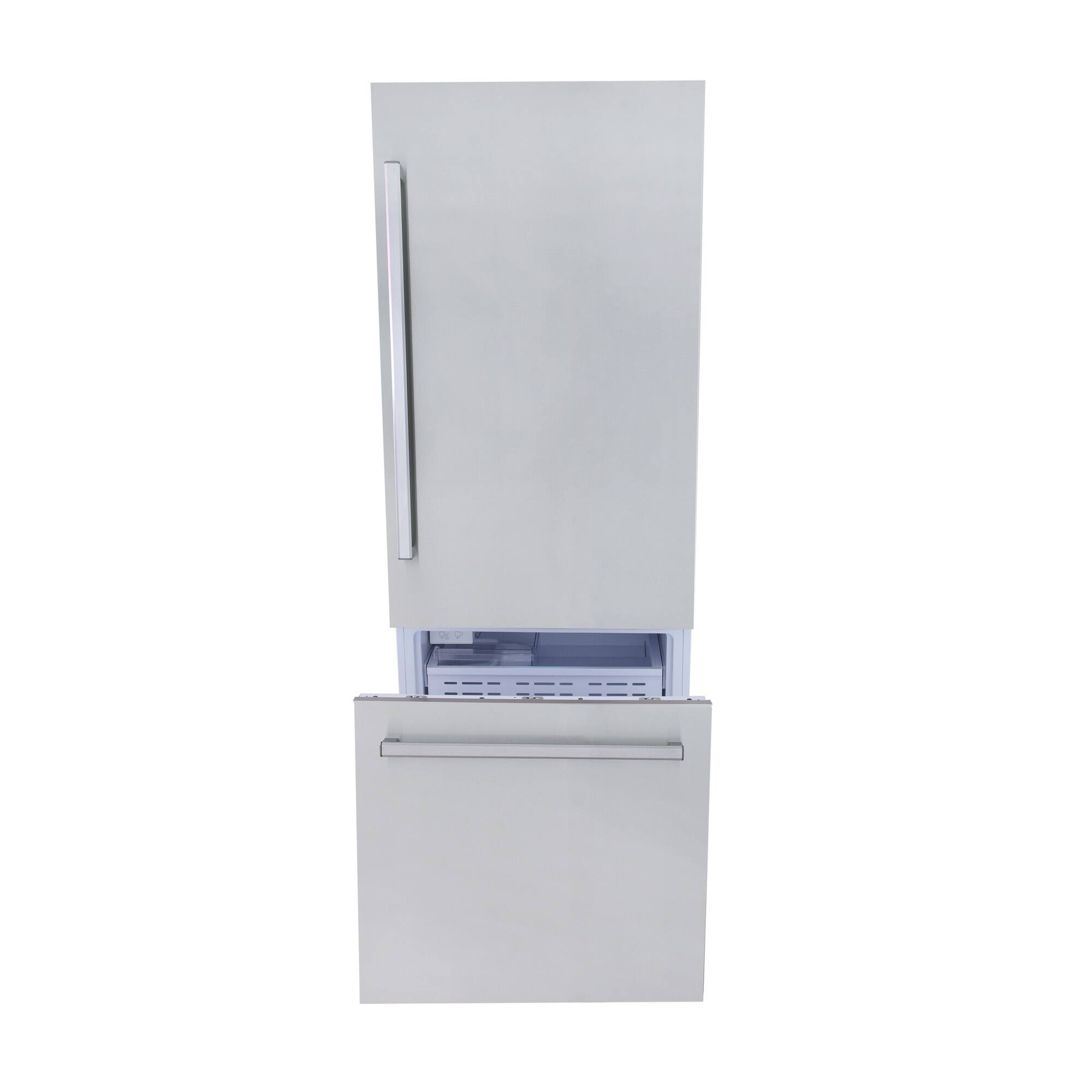 Left. Kucht - 30 in. Width 16 cu. ft. Built-In Bottom Freezer Refrigerator in Custom Panel Ready, Counter Depth - Panel Ready.