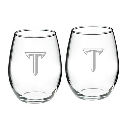 Front. Jardine - Troy University Trojans 21oz. 2-Piece Stemless Wine Glass Set - Multicolor.