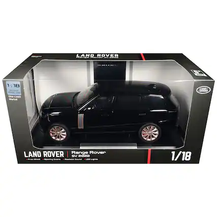 CAFE
LAND ROVER Range Rover SV
BOXEL
6+ AGES
1:18 DIE-CAST MODEL CAR Die-cast Metal
LAND ROVER
Range Rover LAND ROVER SV 2022 Free Wheel Opening Doors Realistic Sound LED Lights
1/18