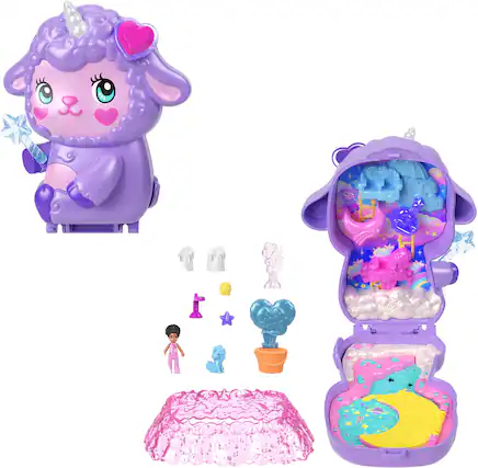 Front. Mattel - Mattel - Polly Pocket Cozy Dreamland Lamb Compact - Collectibles - Multicolor.
