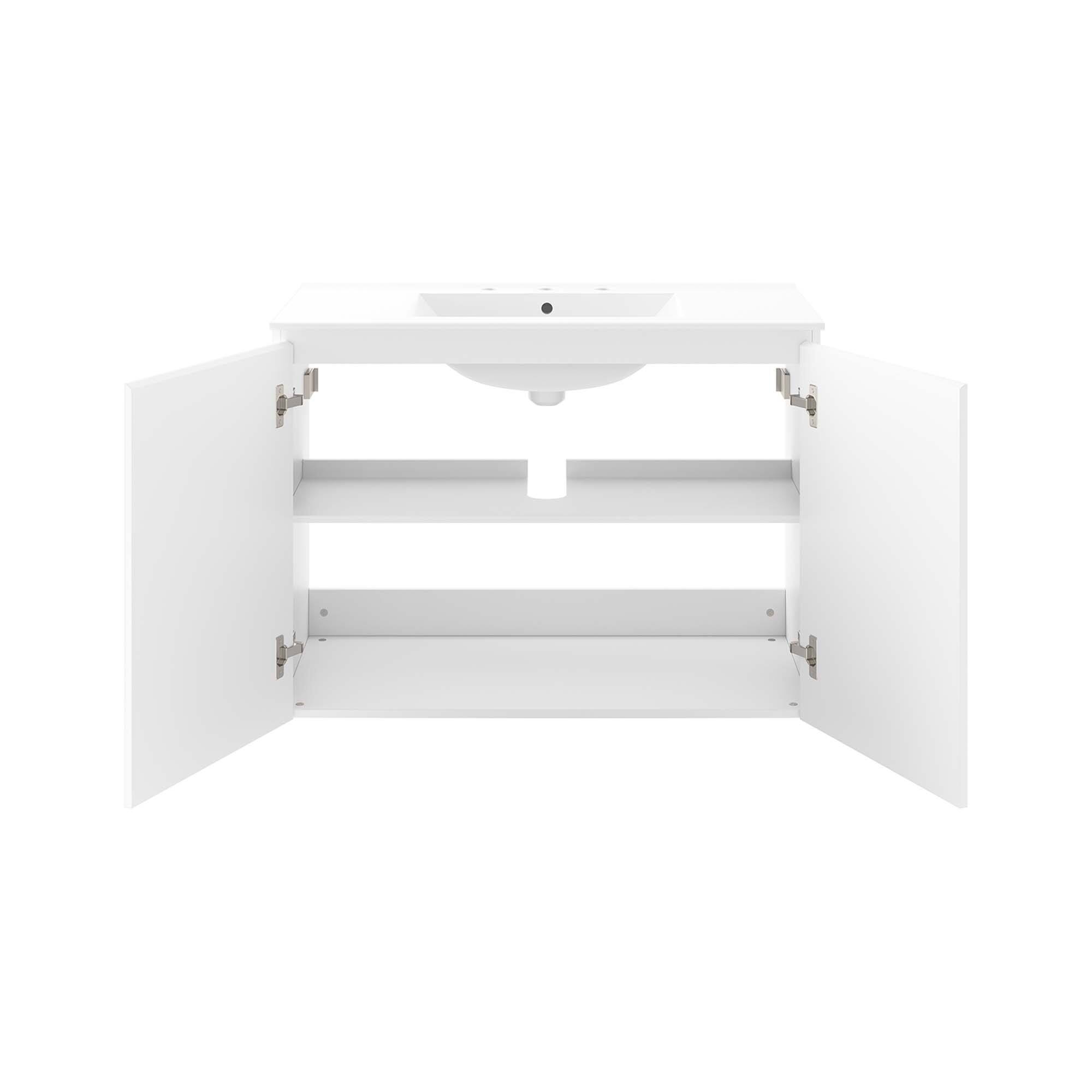 Alt View 2. Modway - Bryn Wall-Mount Bathroom Vanity Basin Included - White White.
