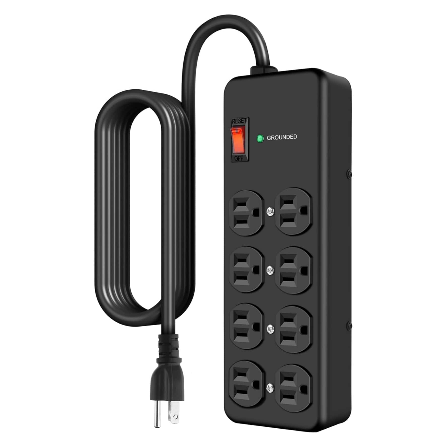 Dazzed Corner - 8 Outlet Heavy Duty Power Strip, 6 FT Wall Mount Power Strip - Black