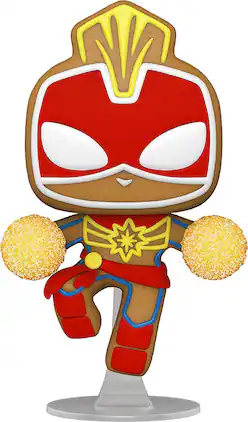 Marvel Funko Holiday POP Vinyl Figure | Gingerbread Captain Marvel - Red