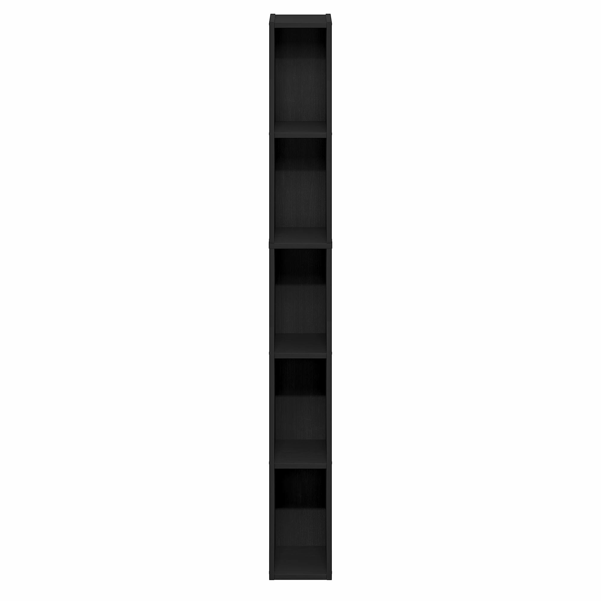Alt View 6. Furinno - FULDA Book Shelf, 5-Tier Tall Narrow Bookshelf, Standing Bookcase with 6-In Width Storage Shelf, 9.3 x 5.9 x 51.9 - Blackwood.