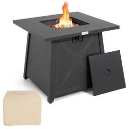 SlickBlue - Portable 50,000 BTU Steel Fire Pit Table – LP Gas Propane Outdoor Heater - Black