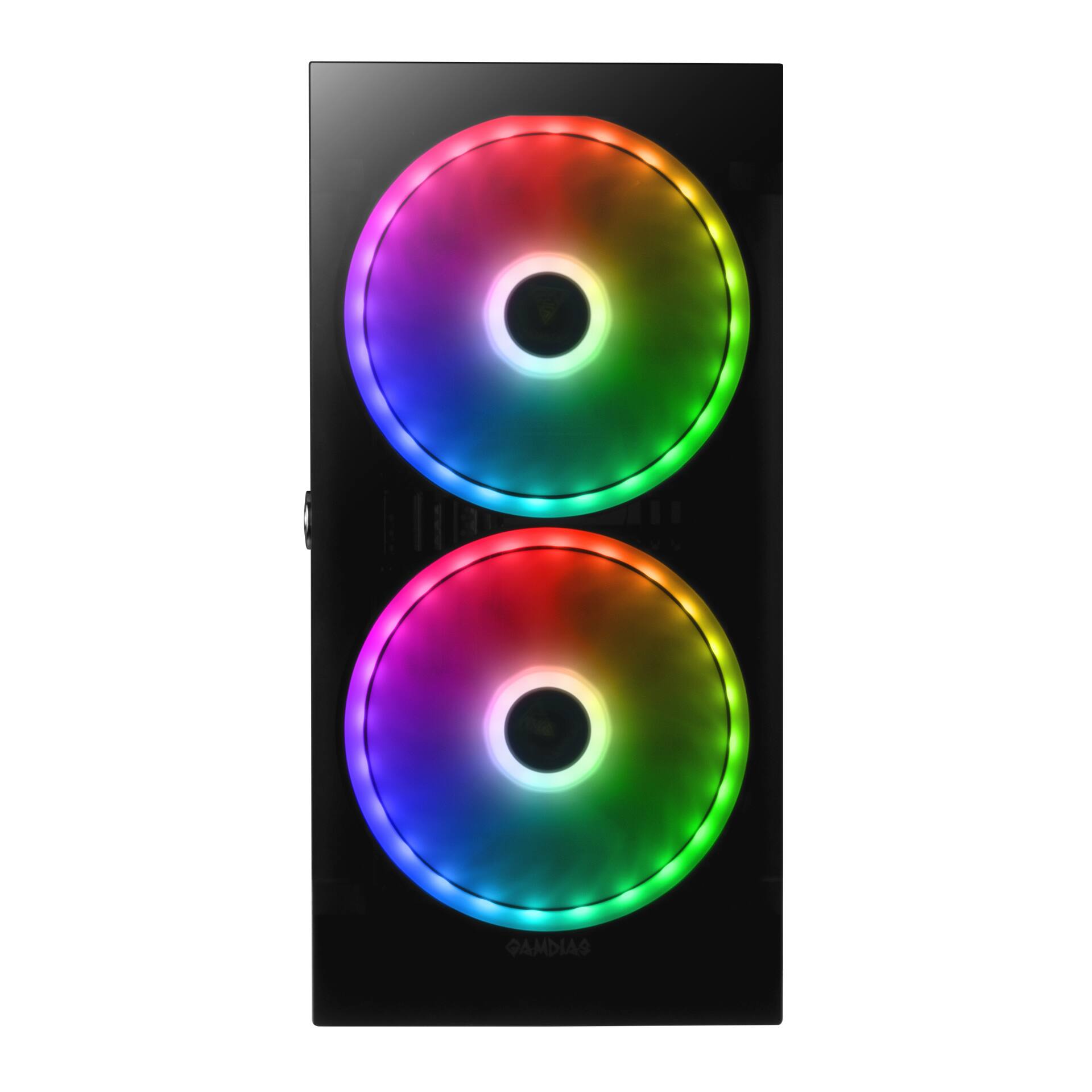 Alt View 4. GAMDIAS - APOLLO E2 Elite pc case ATX, 200mm fans ARGB Tempered Glass, GPU length limitation: 340mm. - Black.