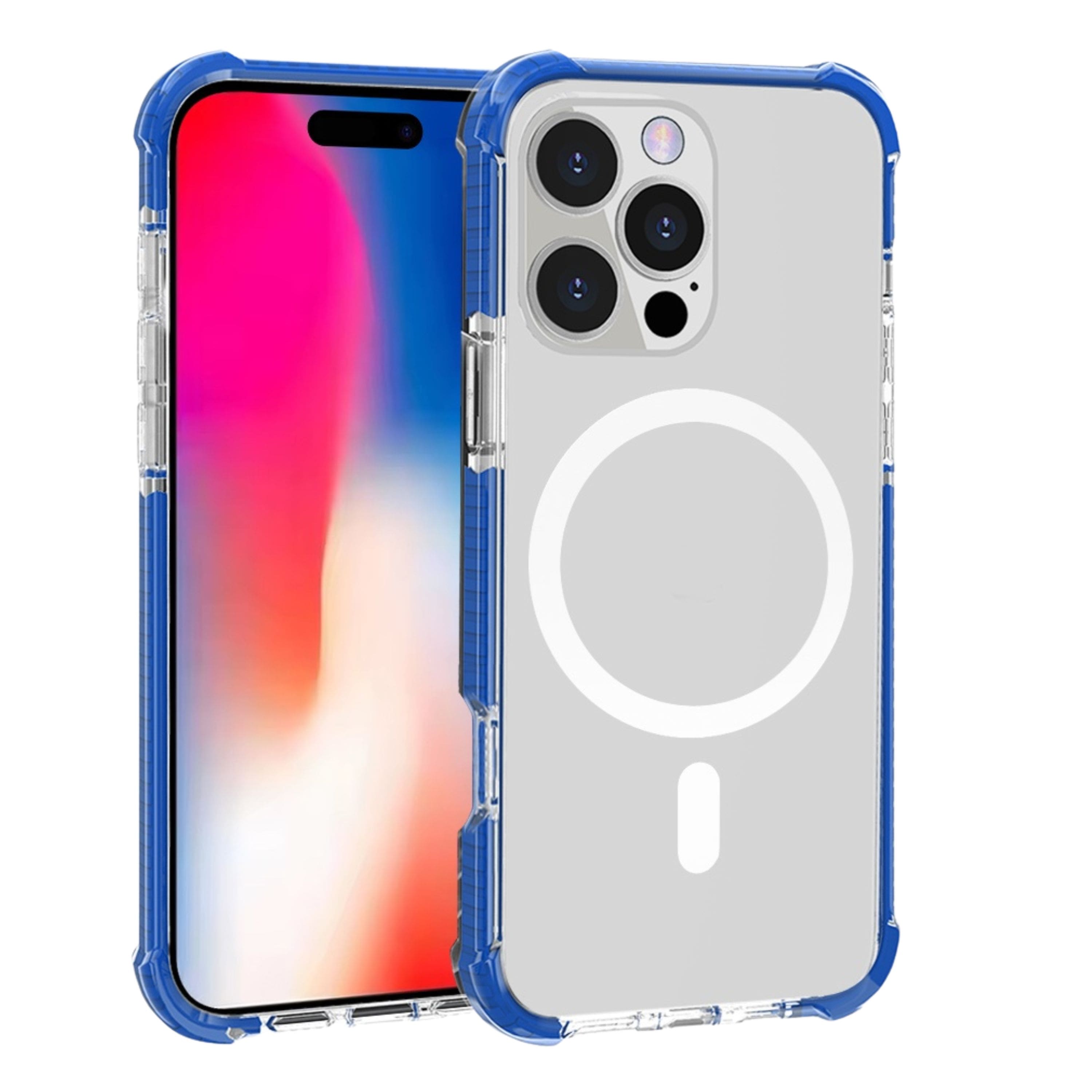 Kitcheniva - Acrylic Hybrid Magnetic Circle Phone Case With Tempered Glass For iPhone 16 Pro - Blue price history on PriceWatchPro