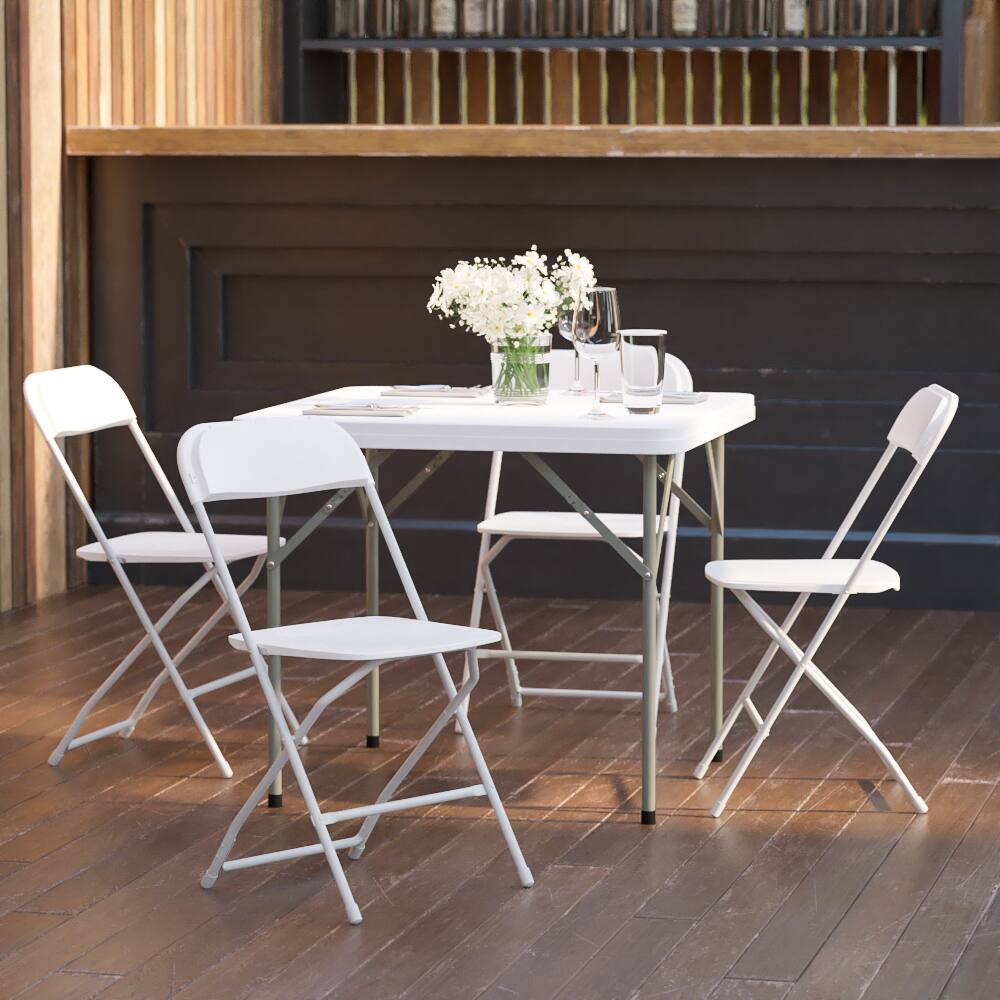 Alt View 1. Emma + Oliver - Plastic Folding Chair - 4 Pack 650LB Weight Capacity - White.