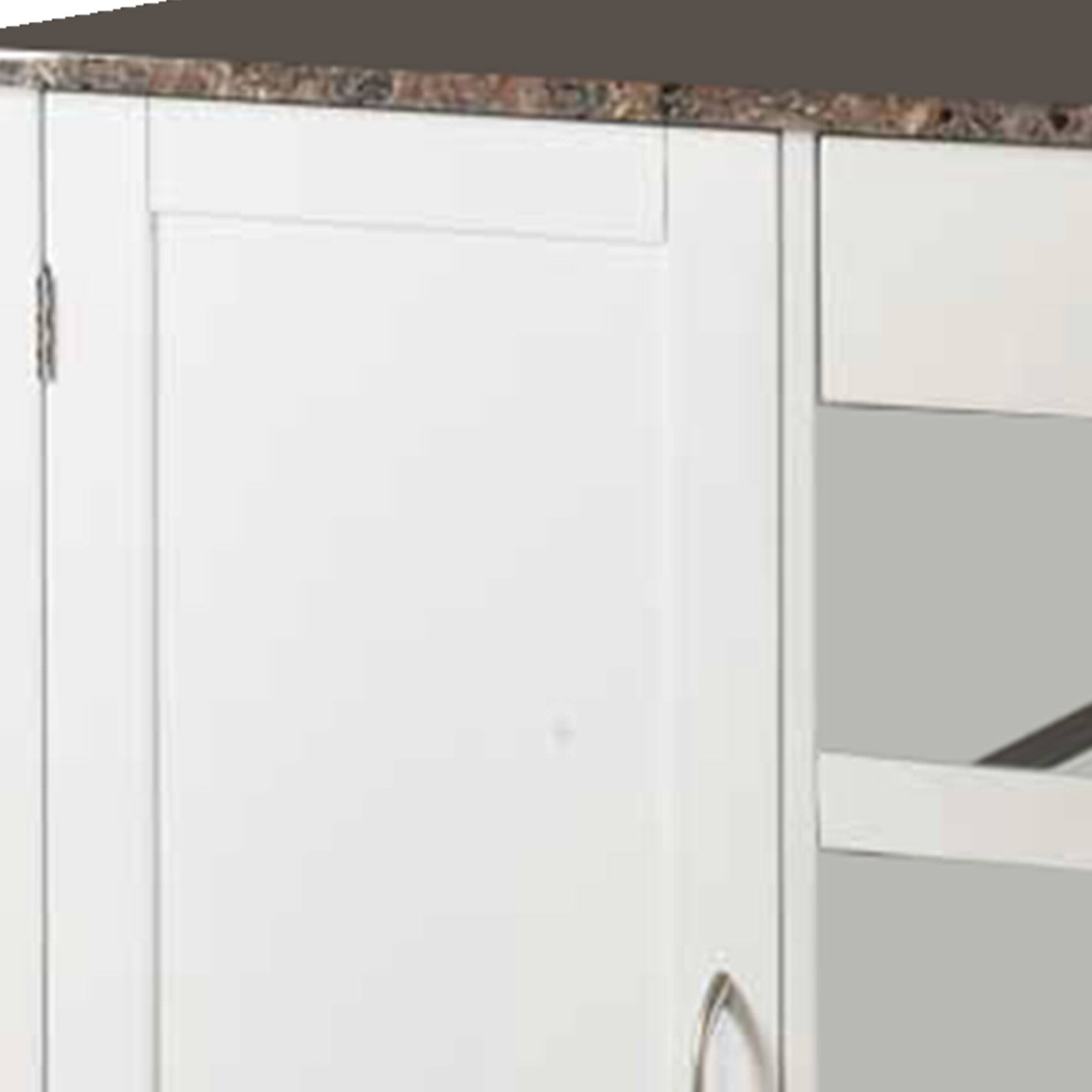 Back. Kings Brand Furniture - Kings Brand Furniture Sanford Wood & Marble Finish Top Kitchen Storage Cabinet Cart - White.