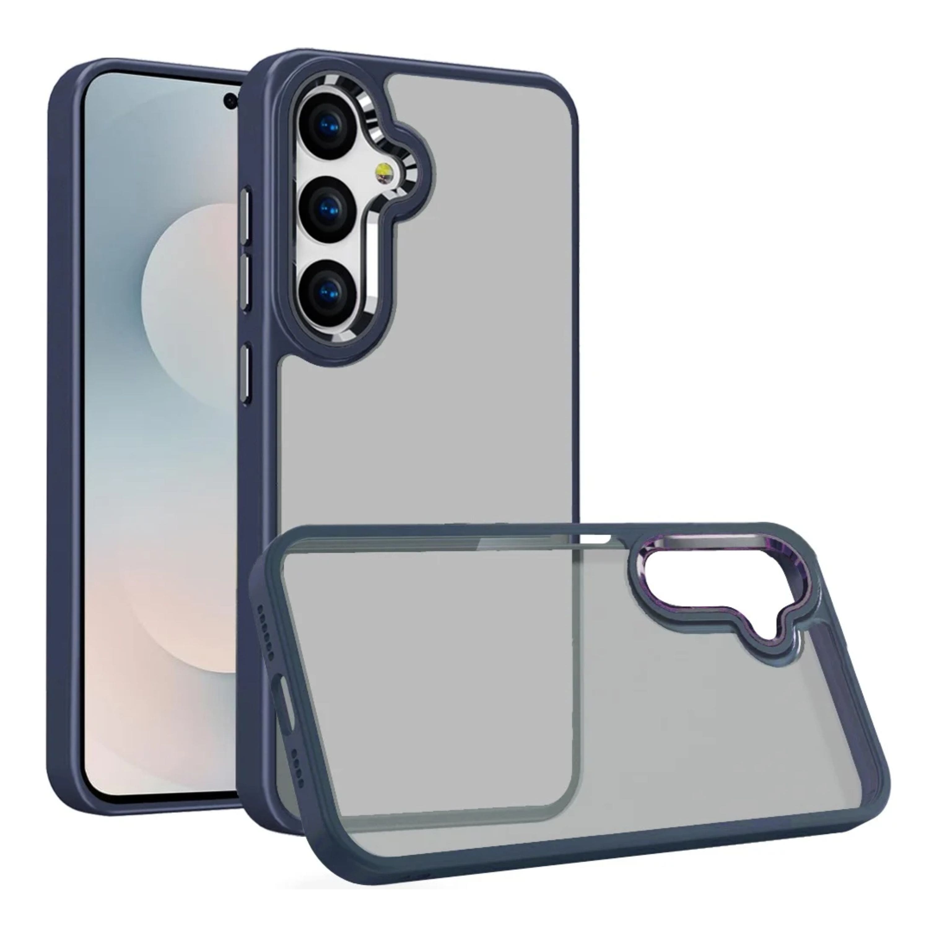 Kitcheniva - Rugged Metallic Buttons Raised Lip Phone Case With Tempered Glass For Samsung Galaxy S26 - Blue price history on PriceWatchPro