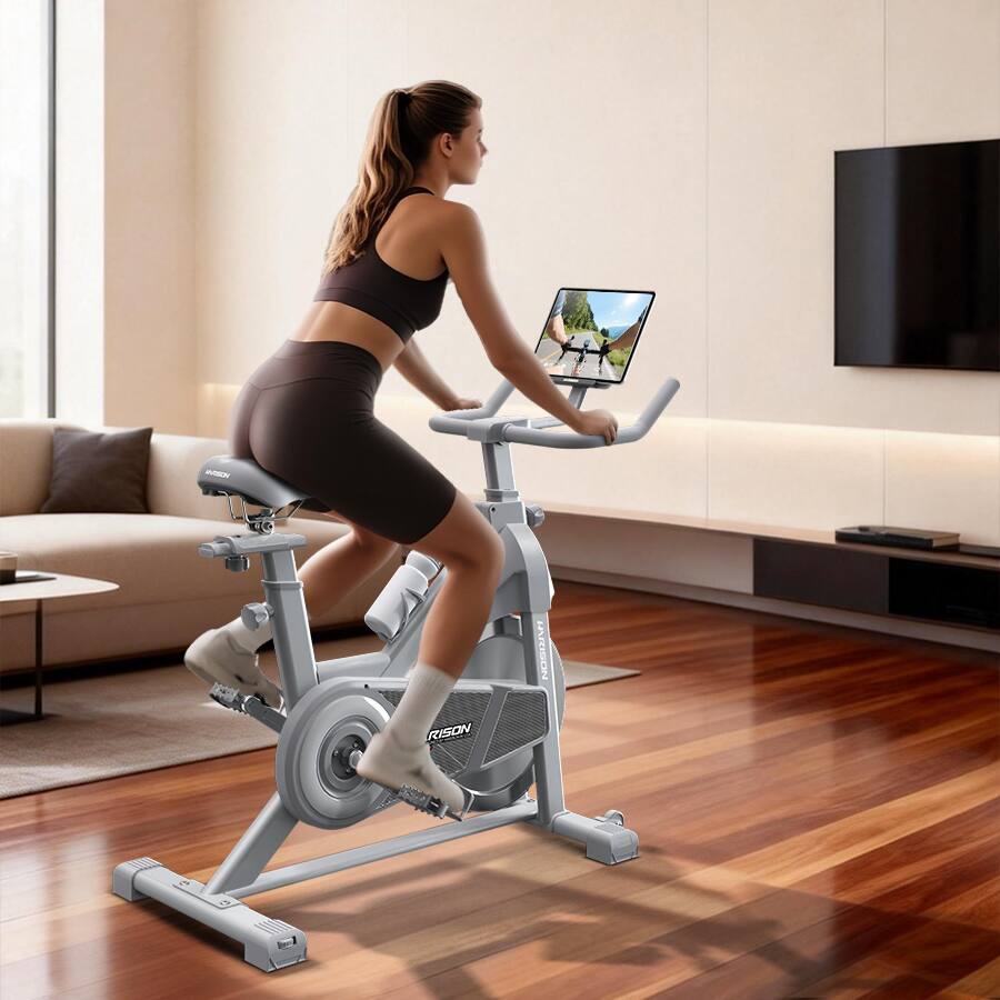 Alt View 4. HARISON - HARISON Magnetic Exercise Bike for Home 380 LB Capacity with Bluetooth, Stationary Bike with iPad Holder BBX12S - Silver.