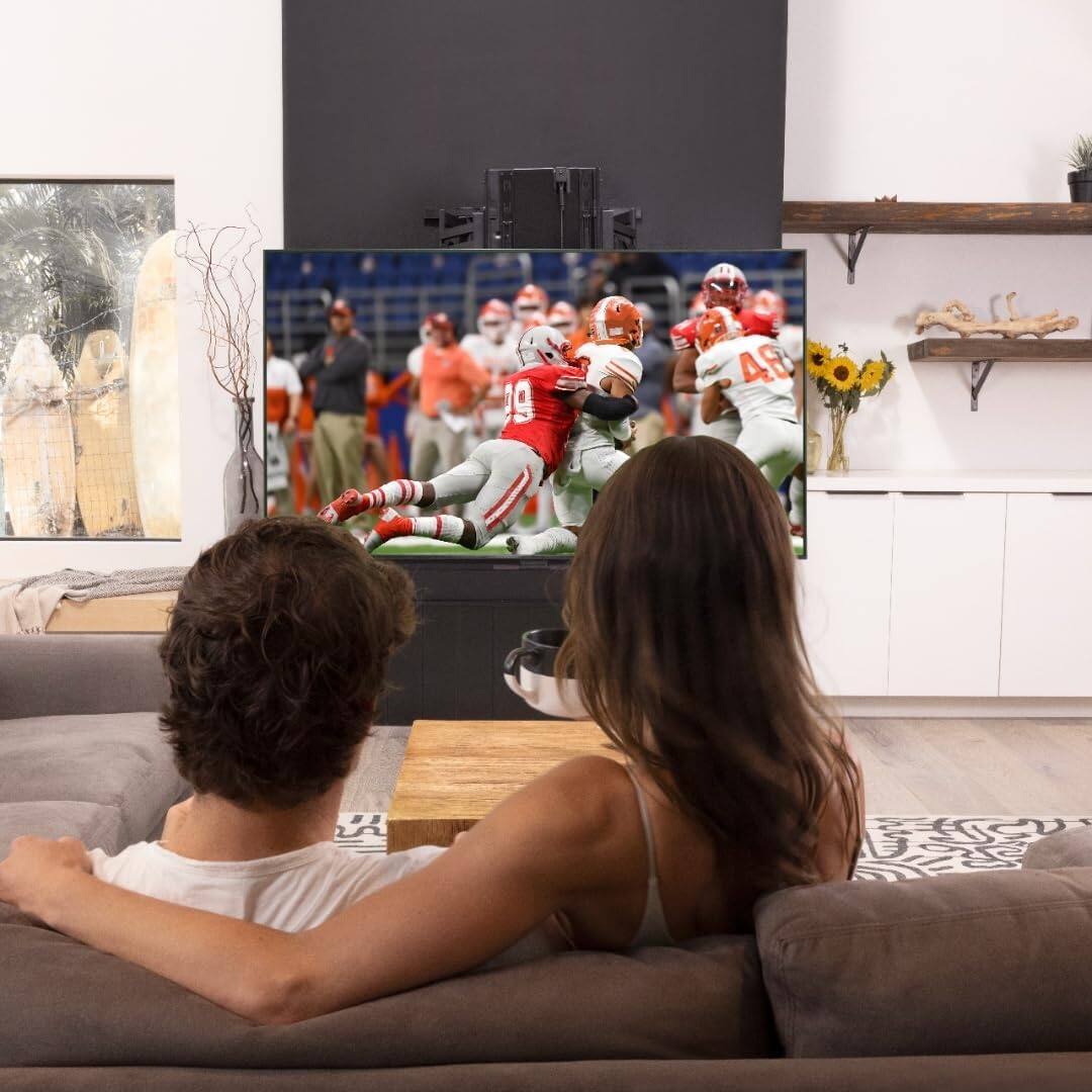 Alt View 7. MantelMount - MAX1 Full Motion Fireplace Pull Down TV Mount-Lowers 29", Swivels 40° L/R, 3" Flush to Wall, for TVs 50"-86" to 90 lbs - Black.
