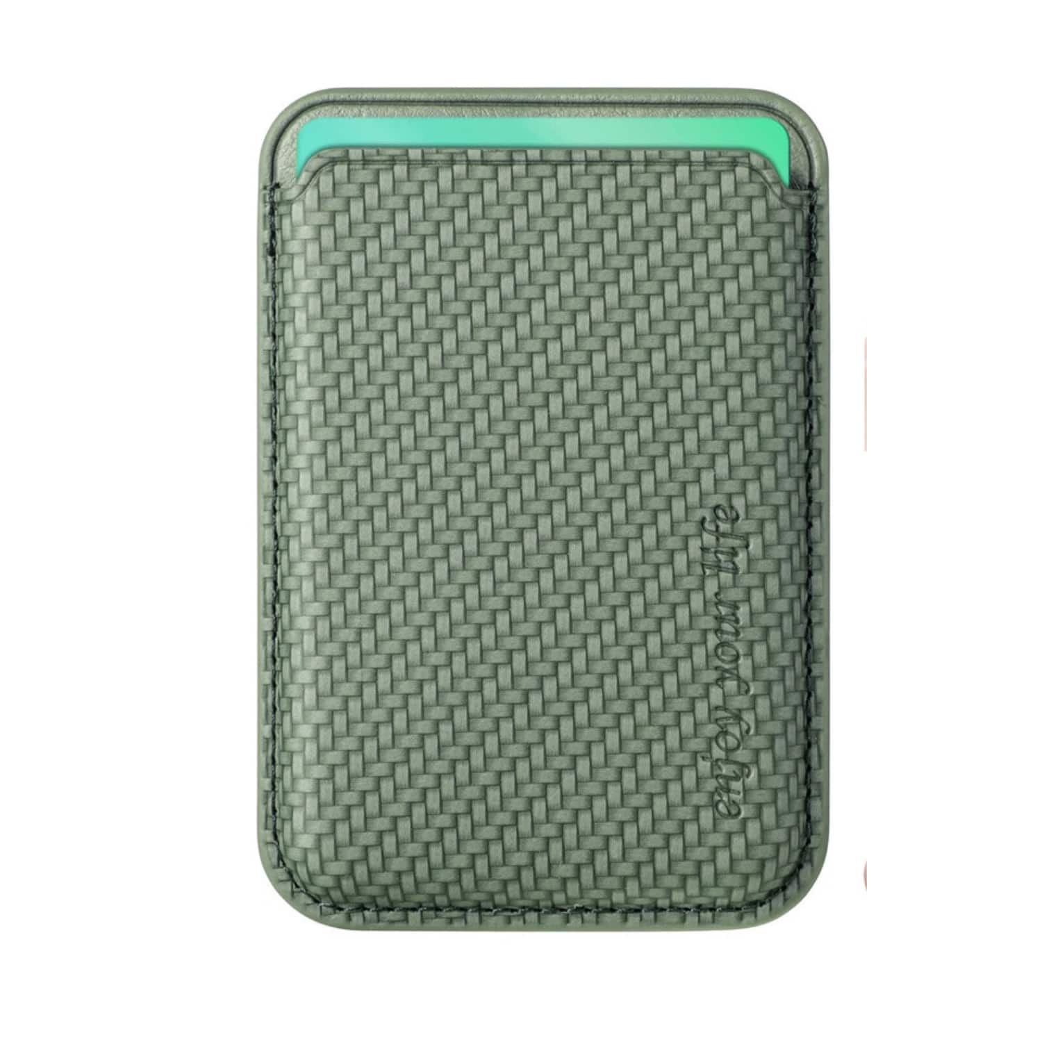 Stock Preferred - Magnetic Card Wallet Holder with MagSafe Sticker for iPhone 15/14/13 Series & Galaxy S23 - Green