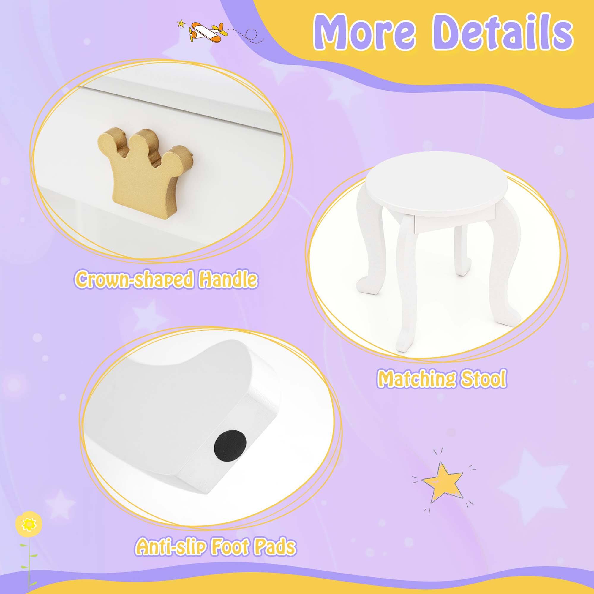 More Details: Crown-shaped Handle, Matching Stool, Anti-slip Foot Pads.