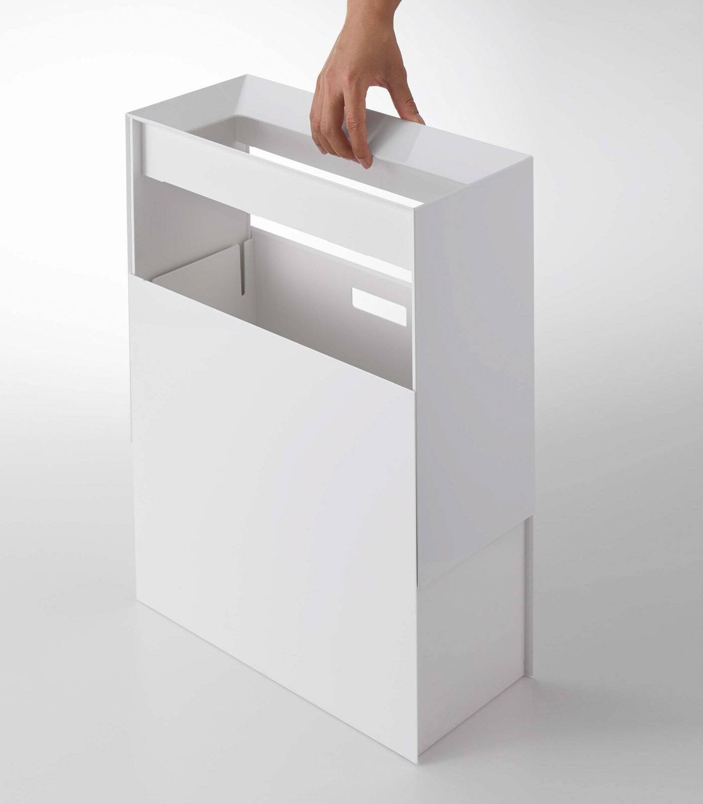 Left. Yamazaki Home - Trash Can - Wide - White.