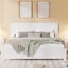 Whisen - Farmhouse Platform Bed with Barn Door Designed Headboard and Footboard - White