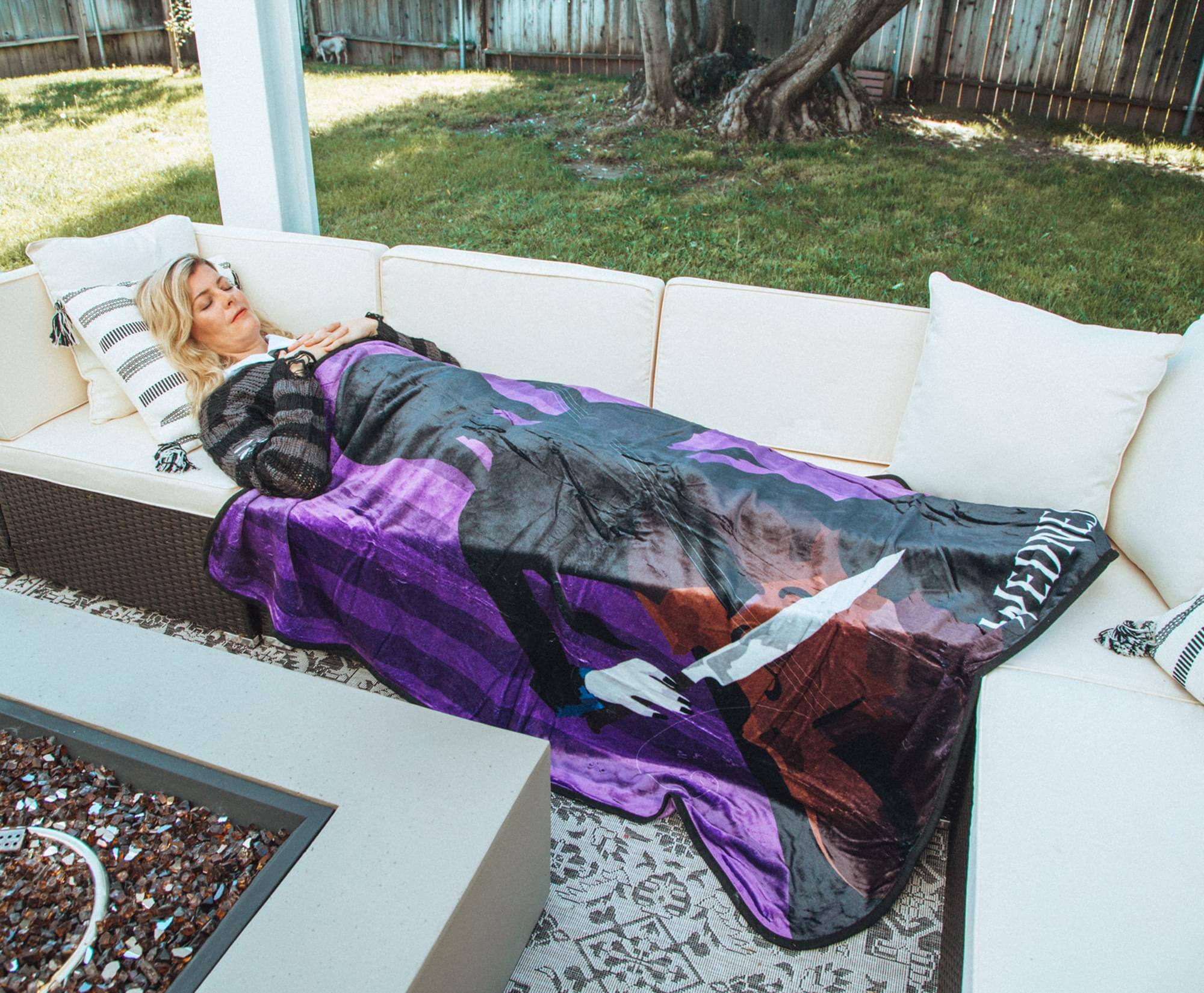Alt View 3. Silver Buffalo - Addams Family Wednesday Cello Silhouette Fleece Throw Blanket | 45 x 60 Inches - Purple.