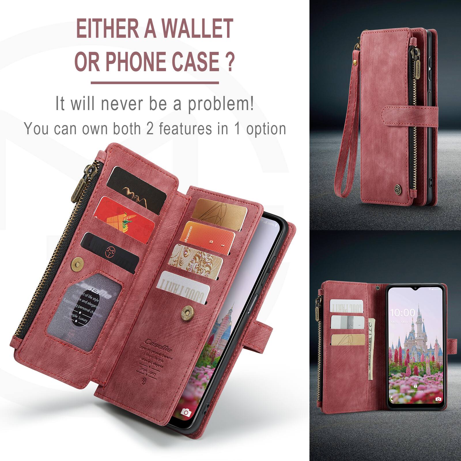 EITHER A WALLET OR PHONE CASE?  
It will never be a problem!  
You can own both 2 features in 1 option
