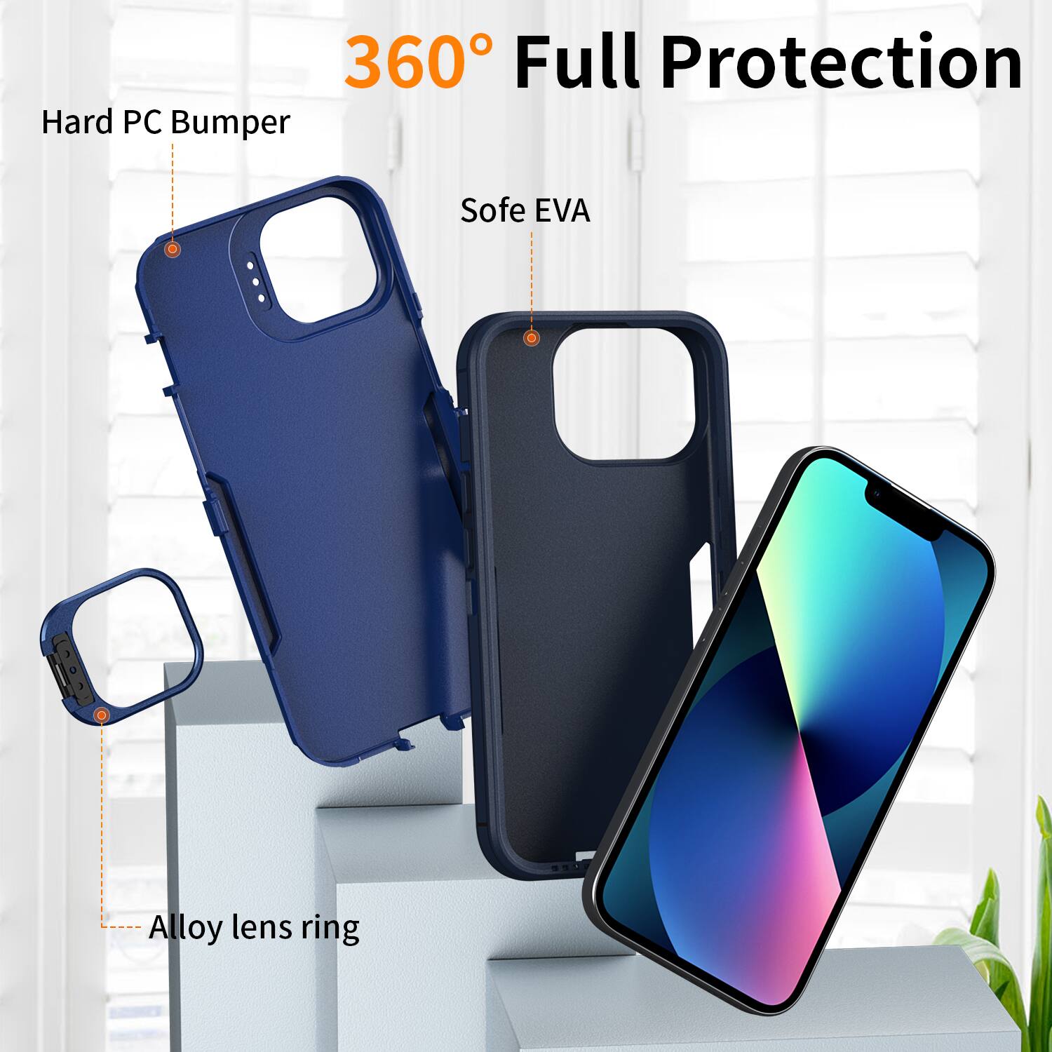 360° Full Protection

Hard PC Bumper

Sofe EVA

Alloy lens ring