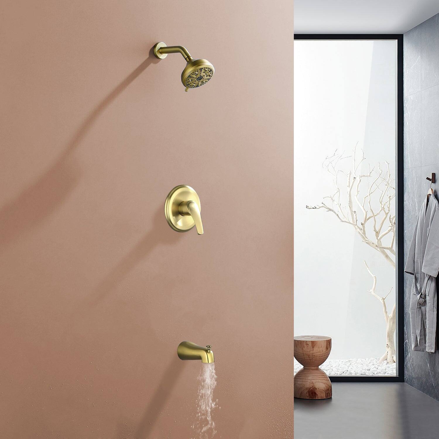 Alt View 3. Boyel Living - Brushed Gold Ten Function Shower Set with Rain Shower Handheld Shower and cUPC Pressure Balance Valve - Brushed Gold.