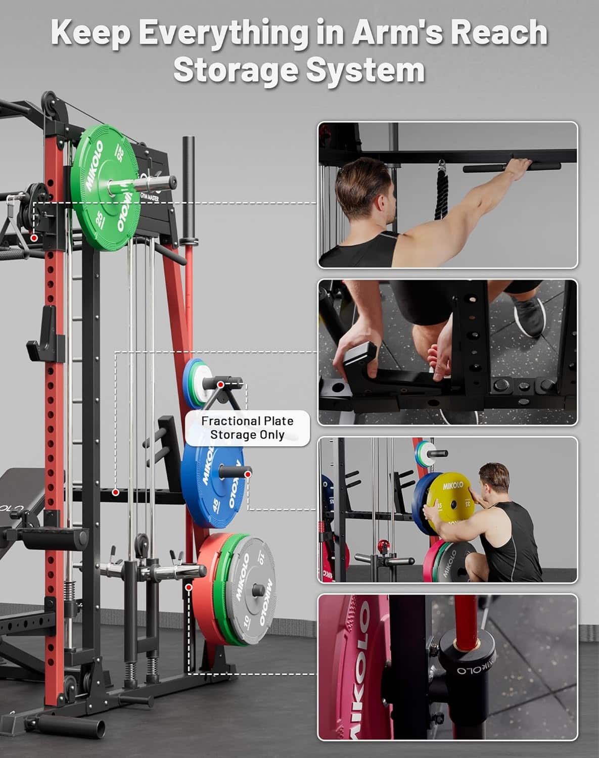 Mikolo M4 2.0 Smith Machine, All in One Home Gym Power Cage with