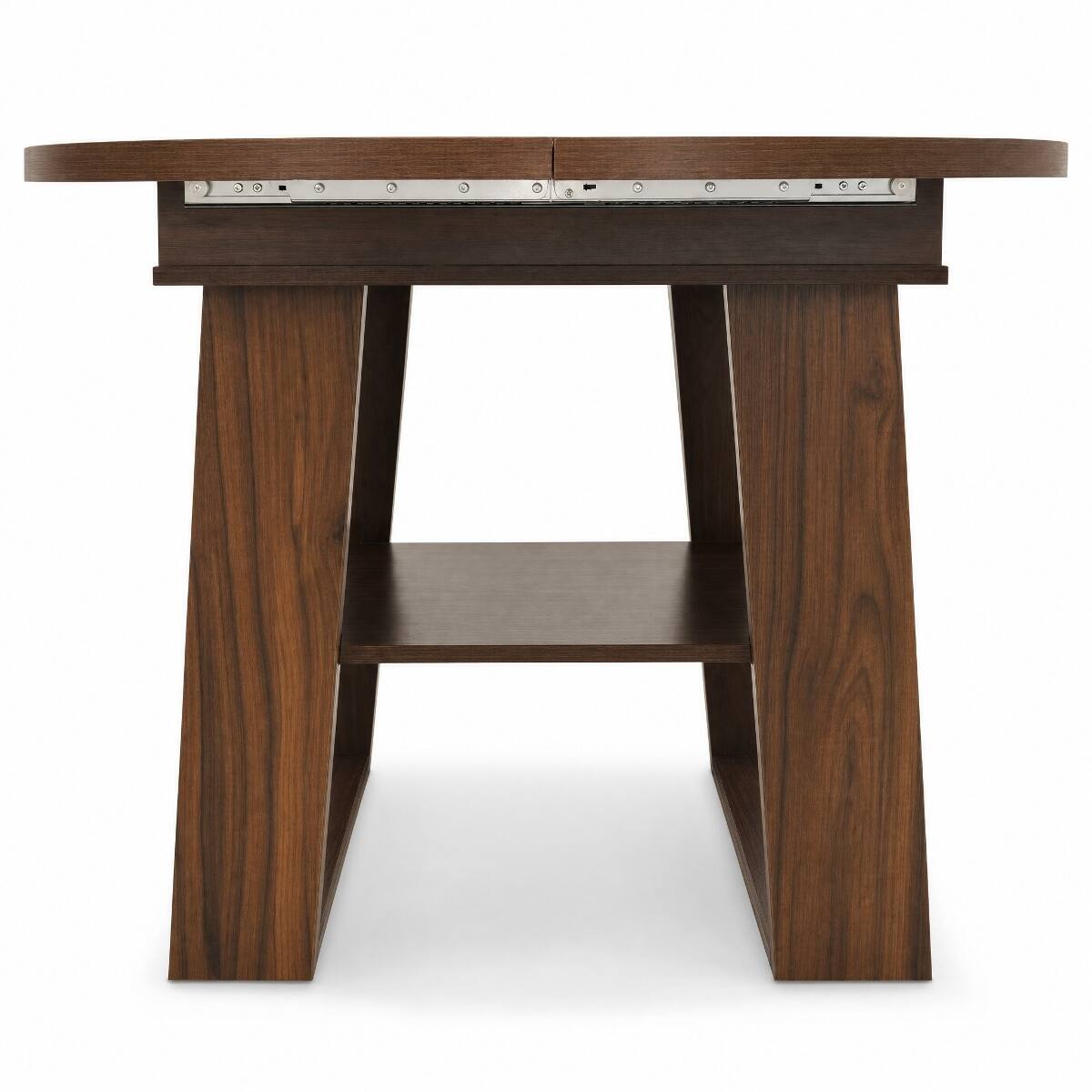 Alt View 7. Loheer - Loheer Extendable Round Dining Table, Walnut, Round-to-Oval Table for 4 to 6 People - Walnut.