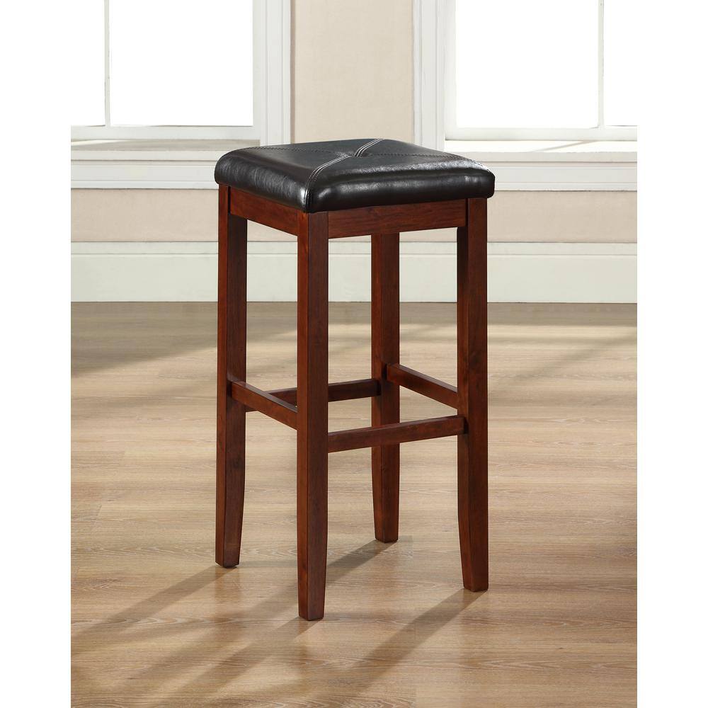 Front. Crosley Furniture - Upholstered Square Seat 2-Piece Bar Stool Set - 2 Stools - Mahogany.