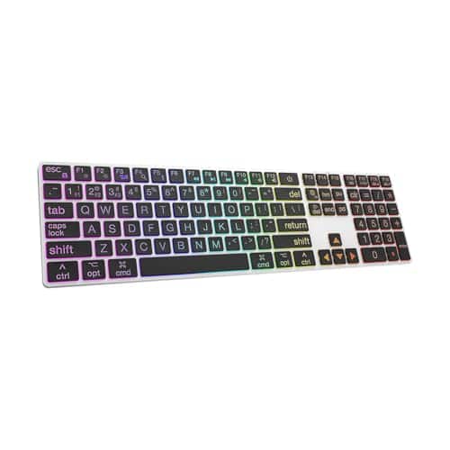 Reds Spade - Print Quiet Wired Computer Keyboards Full Size With 7 color 6 Modes Compatible For Windows mac Macbook Pro a - Silver Wireless Keyboard(Large Print Key)-Full si