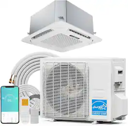 Winado - 23000 BTU 22.5 SEER Ceiling Cassette AC Ductless Mini Split Air Conditioner w/Heat Pump, Energy Star Remote& APP Control - White