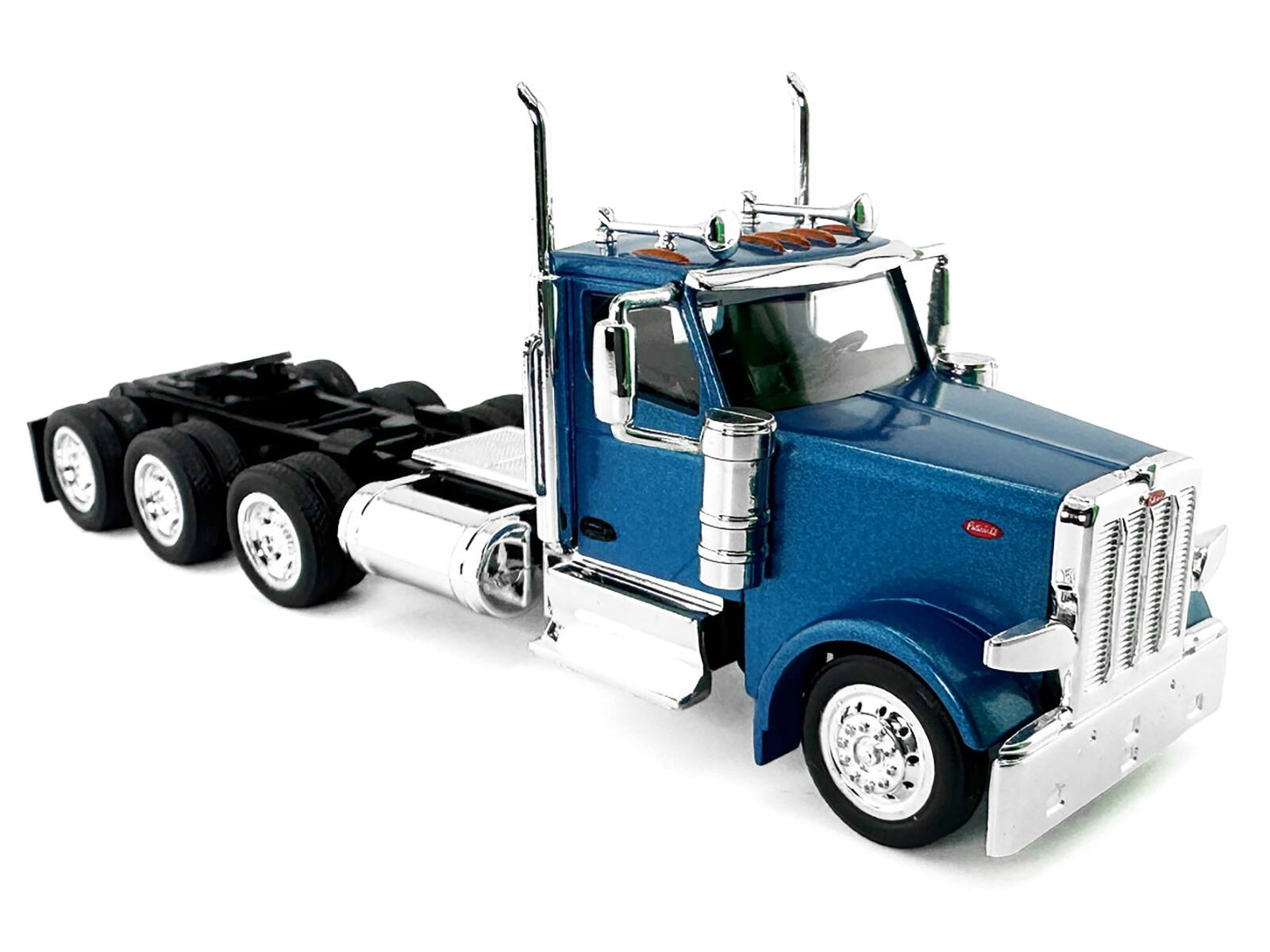 Alt View 4. HO Logistics Replicas - Peterbilt 589 3-Axel Day Cab Blue Metallic 1/87 (HO) Scale Plastic Model Car by HO Logistics.