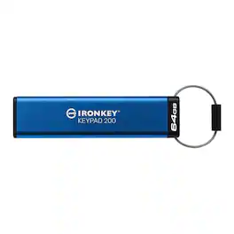 Kingston - IronKey Keypad 200 Series 64GB USB-A Encrypted Flash Drive - Blue