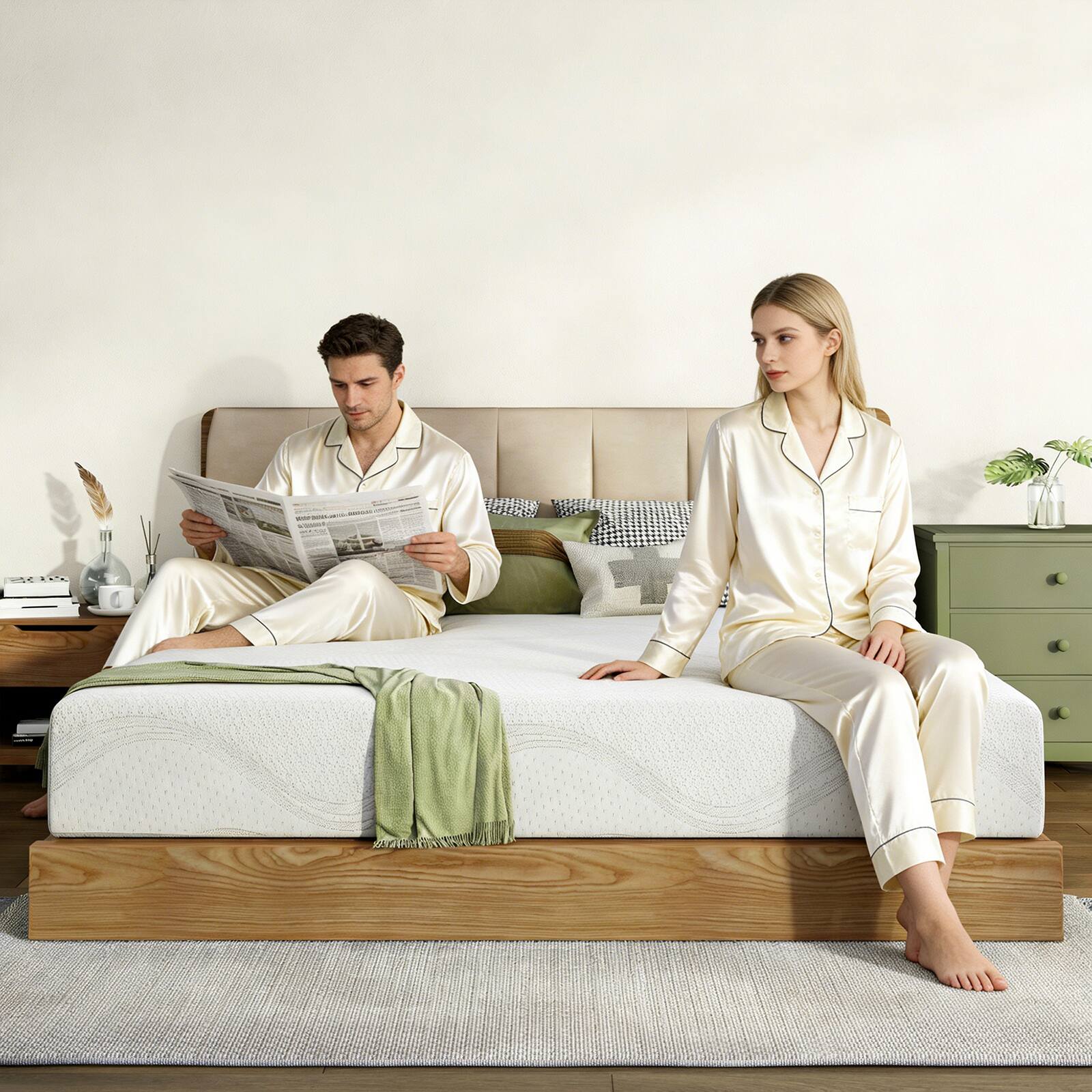 Alt View 1. Chateau Abodes - 14'' King Size Memory Foam Mattress with Cooling Green Tea Gel, CertiPUR-US Certified - White.